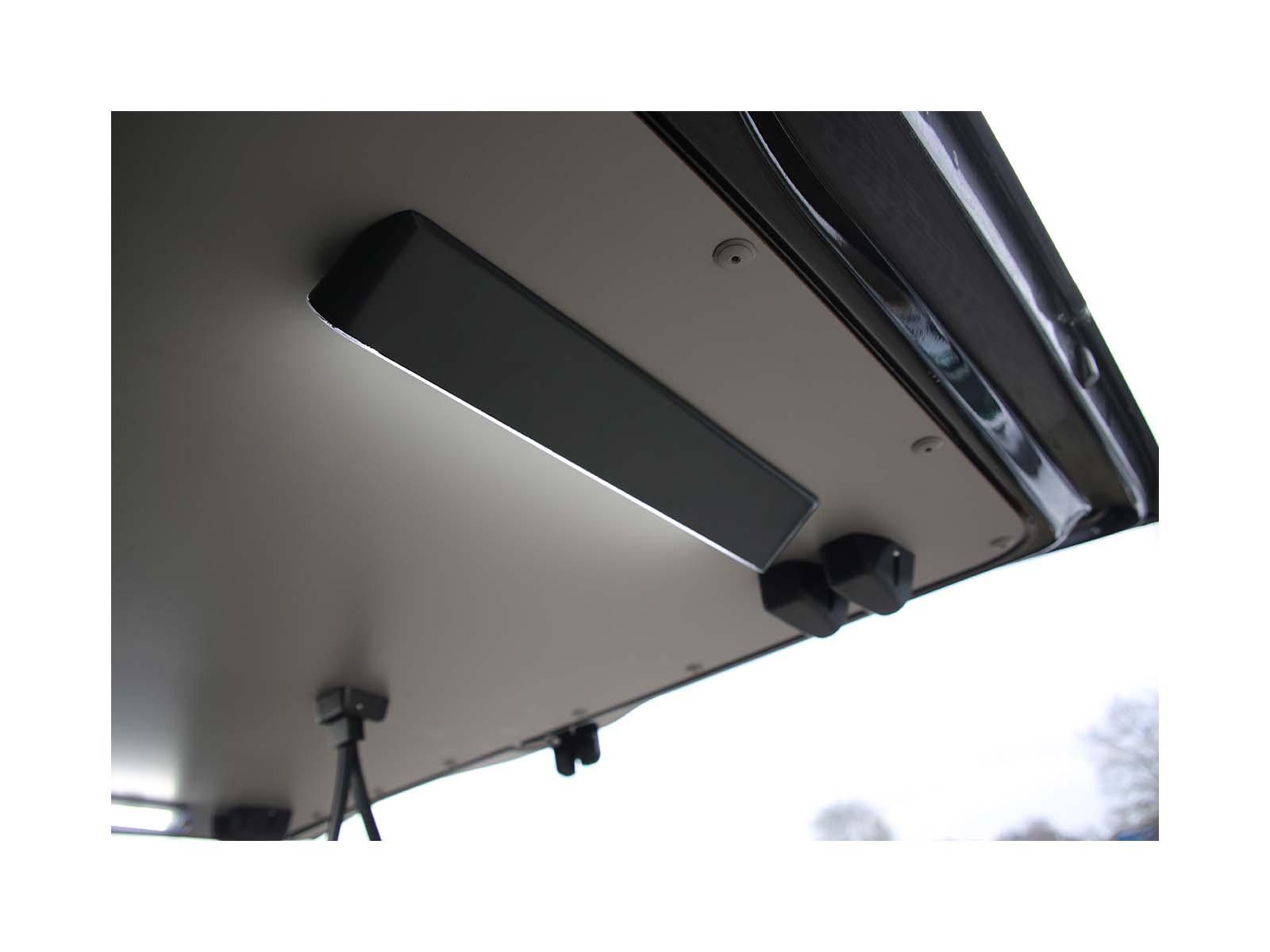 F-25S LED Module In Situ on Vehicle Headliner Lit Rear View Left Angle