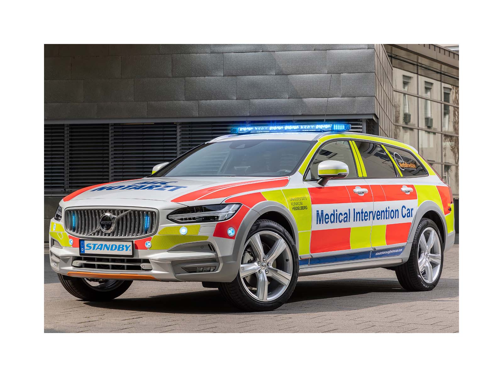 Intersection Light In Situ Blue Lit on Medical Response Vehicle