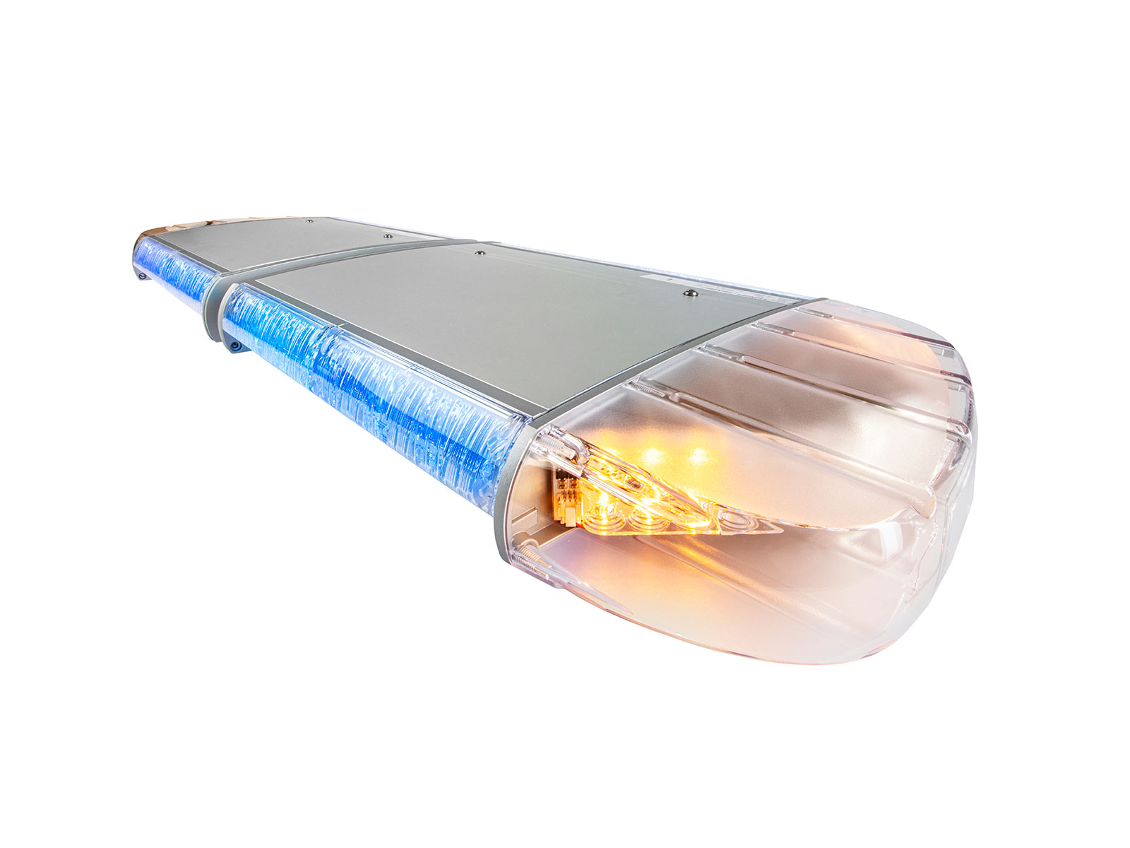 W3 Split Lightbar Blue/Amber/White Lit Angle View