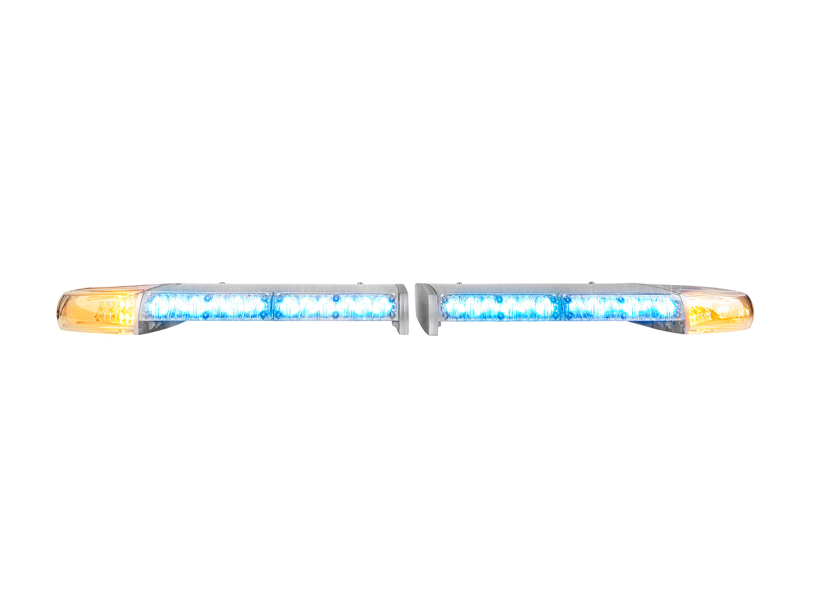 W3 Split Lightbar Blue/Amber Lit Front View