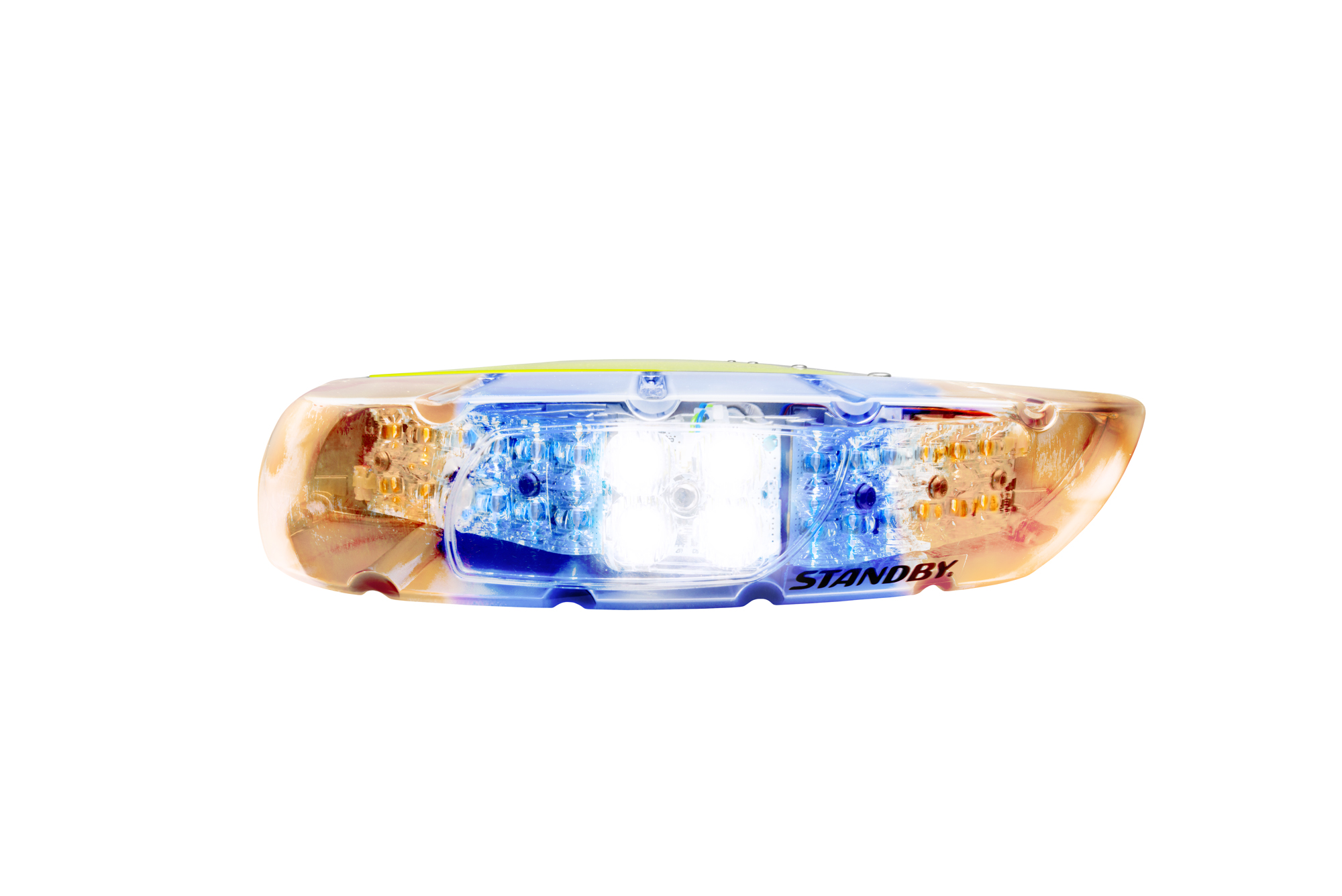 W3 Aero Lightbar Blue/Amber Lit White Alley Side View