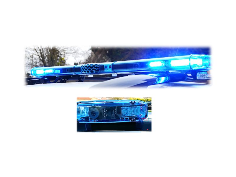 Vega Video Surveillance Lightbar In Situ on Vehicle Roof Front and Side View